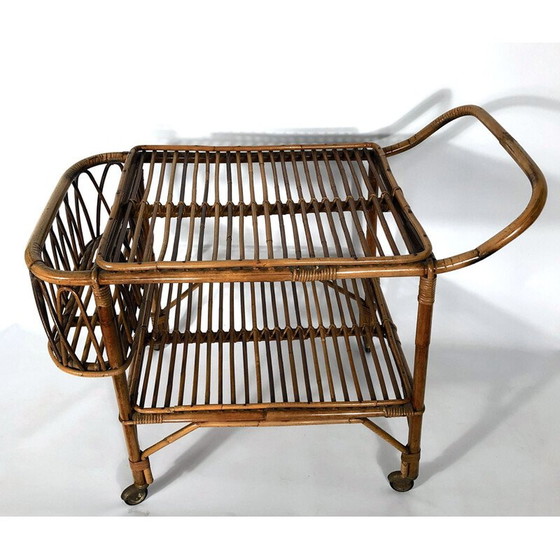 Image 1 of Vintage bamboe bar trolley, Italië 1950