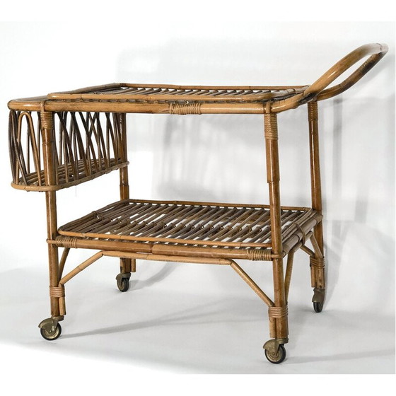 Image 1 of Vintage bamboe bar trolley, Italië 1950