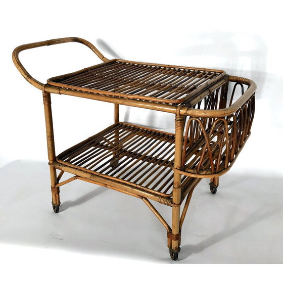 Image 1 of Vintage bamboe bar trolley, Italië 1950