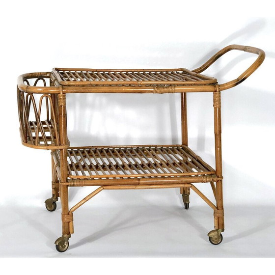 Image 1 of Vintage bamboe bar trolley, Italië 1950