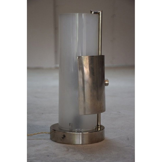 Image 1 of Vintage metalen lamp met vernikkelde schijf van René Herbst, VS