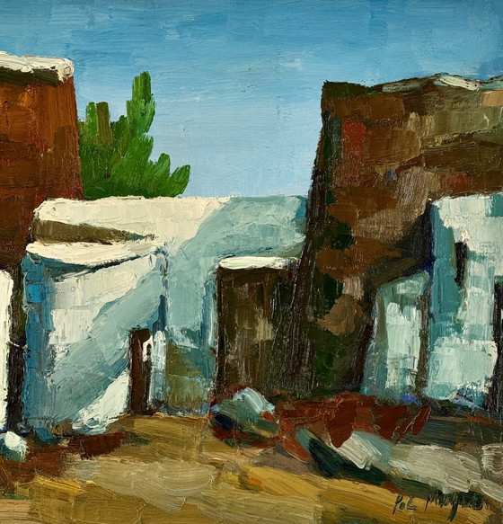 Image 1 of Pol Magis ( 1931 ) Schitterend impressionistisch schilderij " Balafi - Ibiza " Over 1960