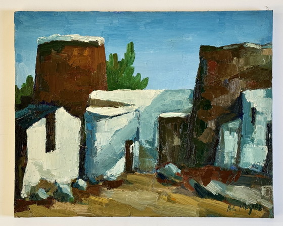 Image 1 of Pol Magis ( 1931 ) Schitterend impressionistisch schilderij " Balafi - Ibiza " Over 1960