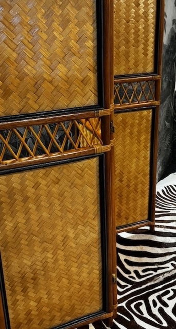 Image 1 of Vintage Kamerscherm / Roomdivider Riet Bamboe Rattan Rotan