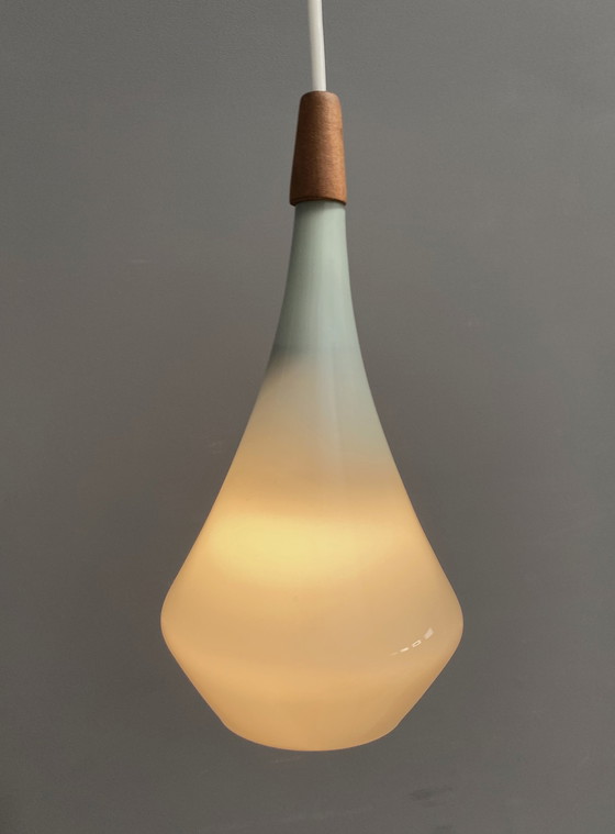 Image 1 of Holmegaard grijs glazen hanglamp 1960S