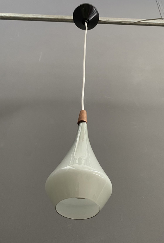 Image 1 of Holmegaard grijs glazen hanglamp 1960S