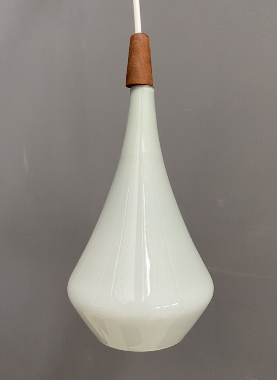 Image 1 of Holmegaard grijs glazen hanglamp 1960S