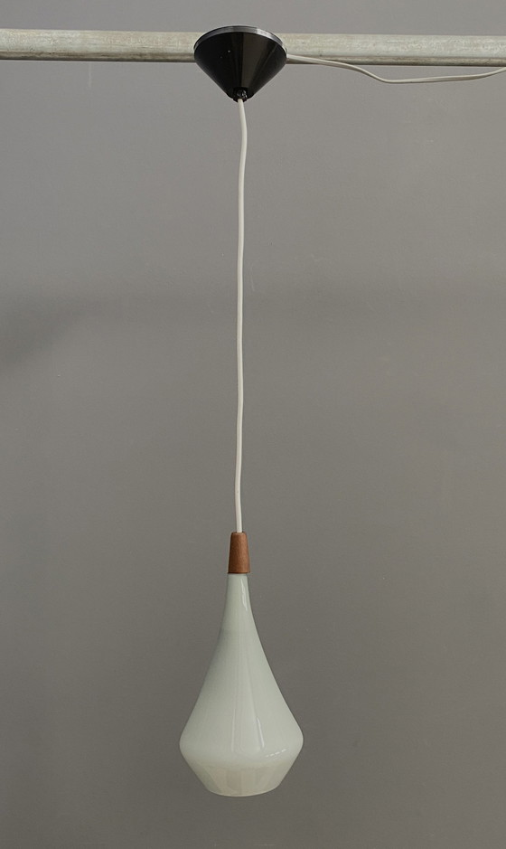 Image 1 of Holmegaard grijs glazen hanglamp 1960S