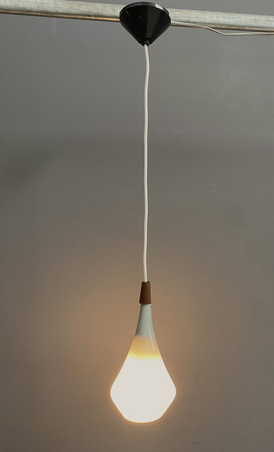 Image 1 of Holmegaard grijs glazen hanglamp 1960S