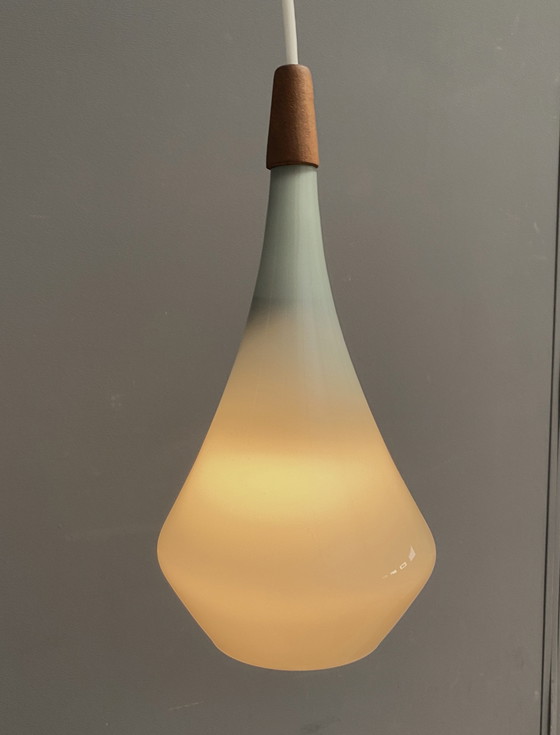 Image 1 of Holmegaard grijs glazen hanglamp 1960S