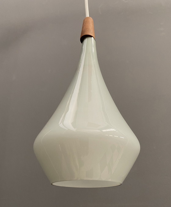 Image 1 of Holmegaard grijs glazen hanglamp 1960S