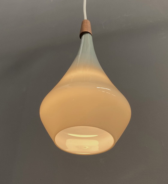 Image 1 of Holmegaard grijs glazen hanglamp 1960S