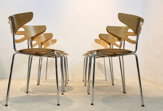 Image 1 of Stapelbare Thonet eetkamerstoelen in chroom en beukenhout