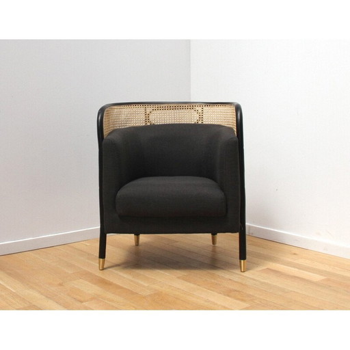 Vintage rieten fauteuil