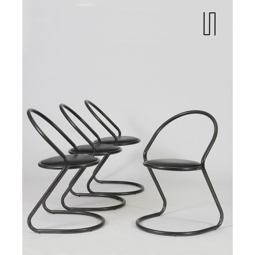 Set van 4 vintage Zorro metalen stoelen van Hiroyuki Yamakado, 1985