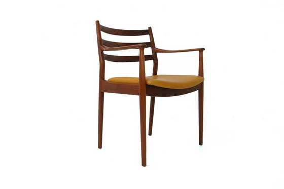 Image 1 of 1 van 2 Arne Vodder voor France & Son, Mid Century Teak Dining / Desk Chair / Stuhl, nieuw aniline leer