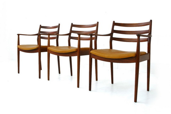 Image 1 of 1 van 2 Arne Vodder voor France & Son, Mid Century Teak Dining / Desk Chair / Stuhl, nieuw aniline leer