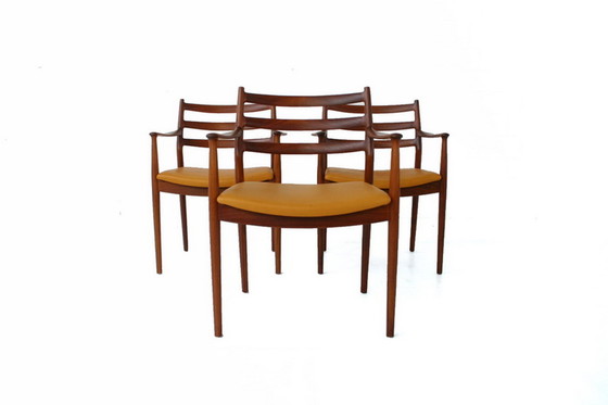 Image 1 of 1 van 2 Arne Vodder voor France & Son, Mid Century Teak Dining / Desk Chair / Stuhl, nieuw aniline leer