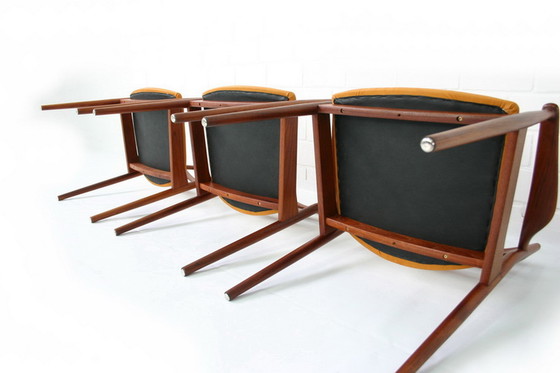 Image 1 of 1 van 2 Arne Vodder voor France & Son, Mid Century Teak Dining / Desk Chair / Stuhl, nieuw aniline leer