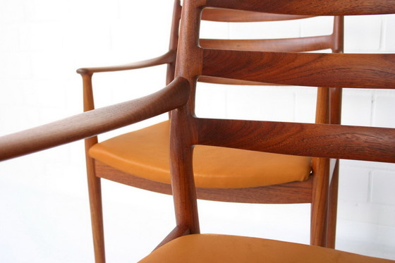 Image 1 of 1 van 2 Arne Vodder voor France & Son, Mid Century Teak Dining / Desk Chair / Stuhl, nieuw aniline leer