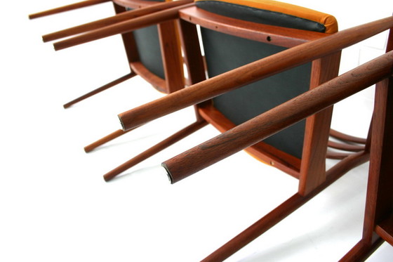 Image 1 of 1 van 2 Arne Vodder voor France & Son, Mid Century Teak Dining / Desk Chair / Stuhl, nieuw aniline leer