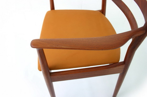 Image 1 of 1 van 2 Arne Vodder voor France & Son, Mid Century Teak Dining / Desk Chair / Stuhl, nieuw aniline leer