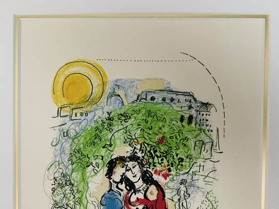 Image 1 of Marc Chagall: “Le Square De Paris”. Lithografie Incl. Passe-Partout. 