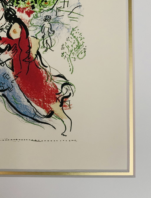 Marc Chagall: “Le Square De Paris”. Lithografie Incl. Passe-Partout. 