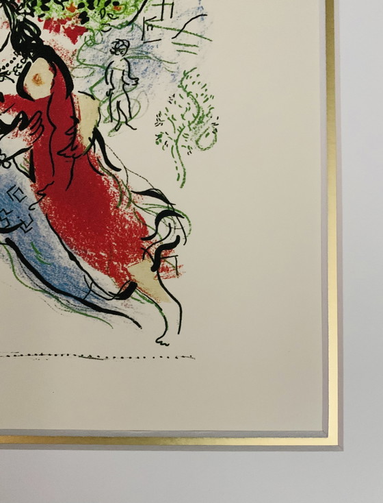 Image 1 of Marc Chagall: “Le Square De Paris”. Lithografie Incl. Passe-Partout. 