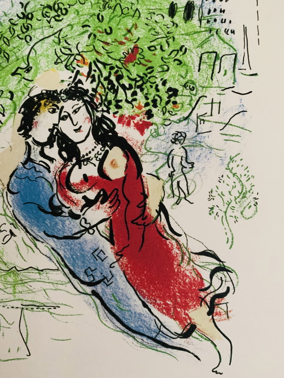 Image 1 of Marc Chagall: “Le Square De Paris”. Lithografie Incl. Passe-Partout. 