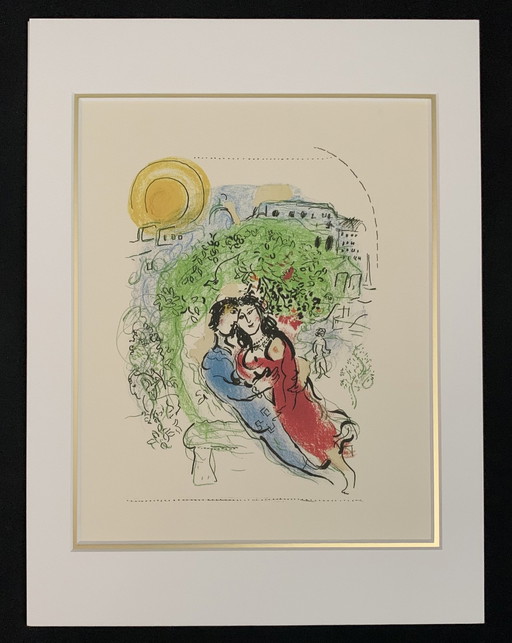 Marc Chagall: “Le Square De Paris”. Lithografie Incl. Passe-Partout. 