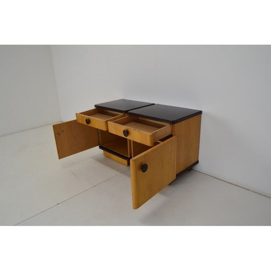 Image 1 of Paar vintage nachtkastjes van hout en kunststof, Tsjechoslowakije 1960