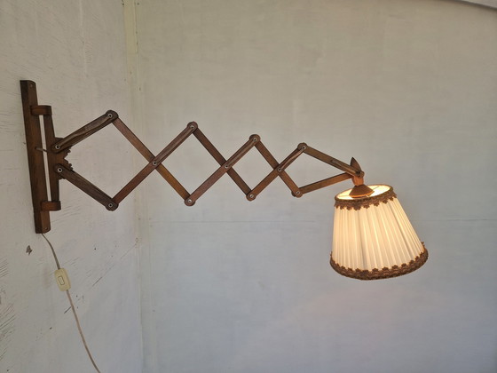 Image 1 of Vintage Teak Harmonica Wandlamp