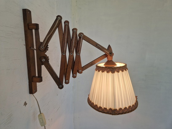 Image 1 of Vintage Teak Harmonica Wandlamp