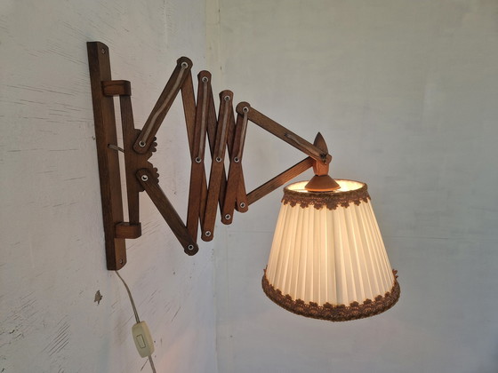 Image 1 of Vintage Teak Harmonica Wandlamp