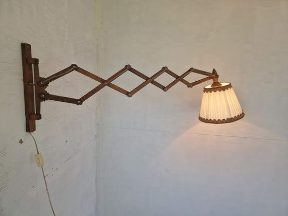 Image 1 of Vintage Teak Harmonica Wandlamp