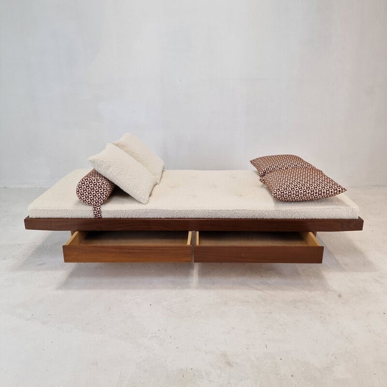 Image 1 of Vintage teakhouten daybed met Hermes kussens en bolster, Nederland 1960