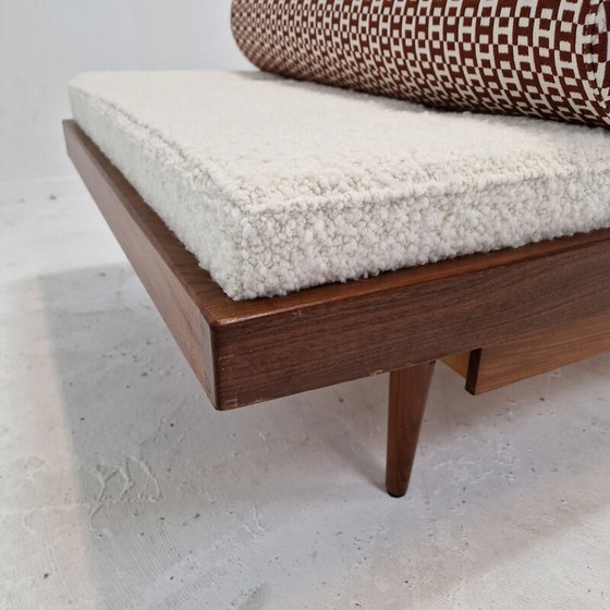 Image 1 of Vintage teakhouten daybed met Hermes kussens en bolster, Nederland 1960