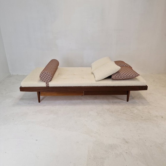 Image 1 of Vintage teakhouten daybed met Hermes kussens en bolster, Nederland 1960