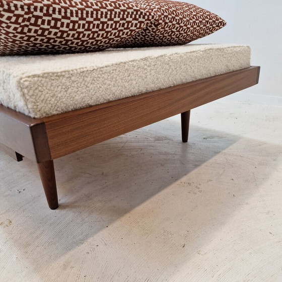 Image 1 of Vintage teakhouten daybed met Hermes kussens en bolster, Nederland 1960