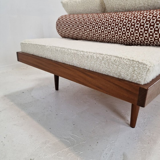 Image 1 of Vintage teakhouten daybed met Hermes kussens en bolster, Nederland 1960