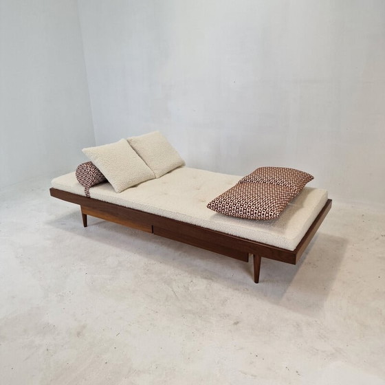 Image 1 of Vintage teakhouten daybed met Hermes kussens en bolster, Nederland 1960