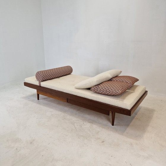 Image 1 of Vintage teakhouten daybed met Hermes kussens en bolster, Nederland 1960