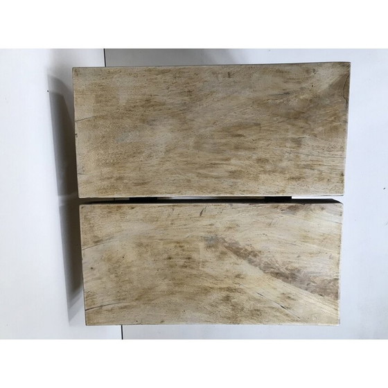 Image 1 of Vintage Brutalistische salontafel in massief hout