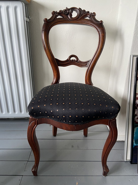 Image 1 of 5x Klassieke Barok eetkamerstoelen mahonie hout