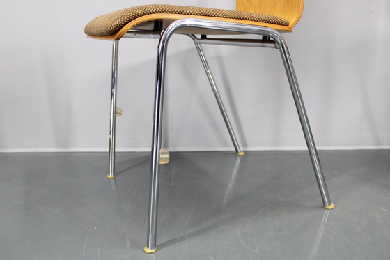 Image 1 of 1970S Set van vier multiplex stoelen met stoffen bekleding, Duitsland