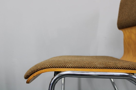 Image 1 of 1970S Set van vier multiplex stoelen met stoffen bekleding, Duitsland