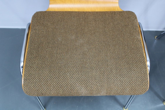 Image 1 of 1970S Set van vier multiplex stoelen met stoffen bekleding, Duitsland