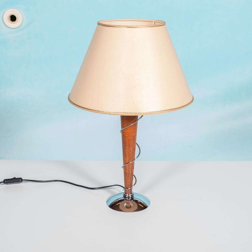 Postmodern houten schemerlamp jaren 80