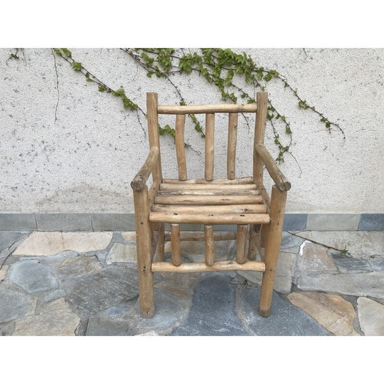 Image 1 of Vintage Art-Popular fauteuil in ruw hout, 1950